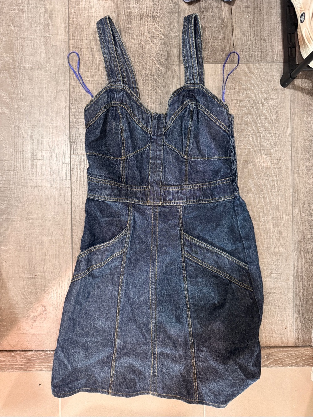Japna Dark Blue Denim Mini Dress